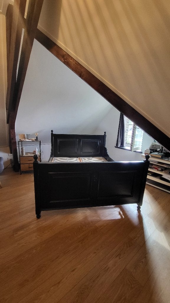 Zwart kajuit bed 160x200 met lattenbodems, Huis en Inrichting, Ophalen, Tweepersoons, 200 cm, 160 cm