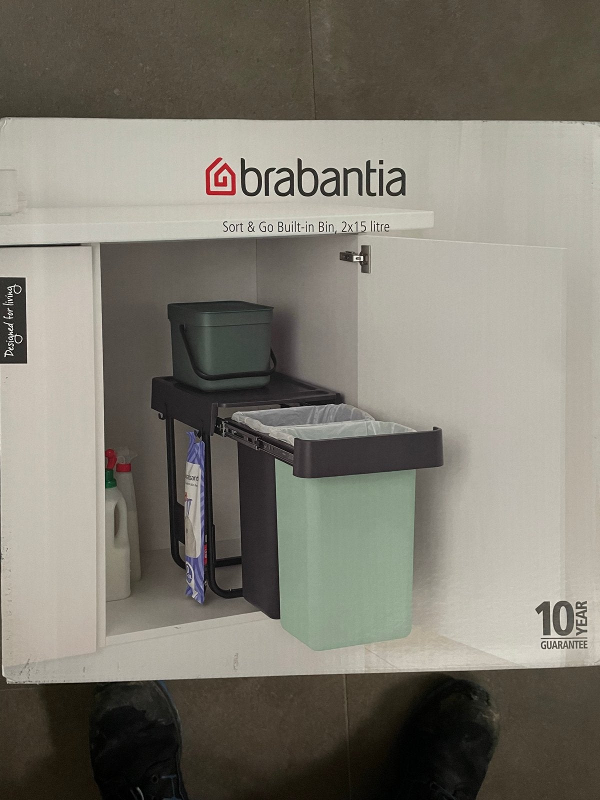 Brabantia Sort & Go Inbouw Afvalemmer 2x15L, 10 tot 20 liter, Ophalen of Verzenden, Nieuw, Kunststof