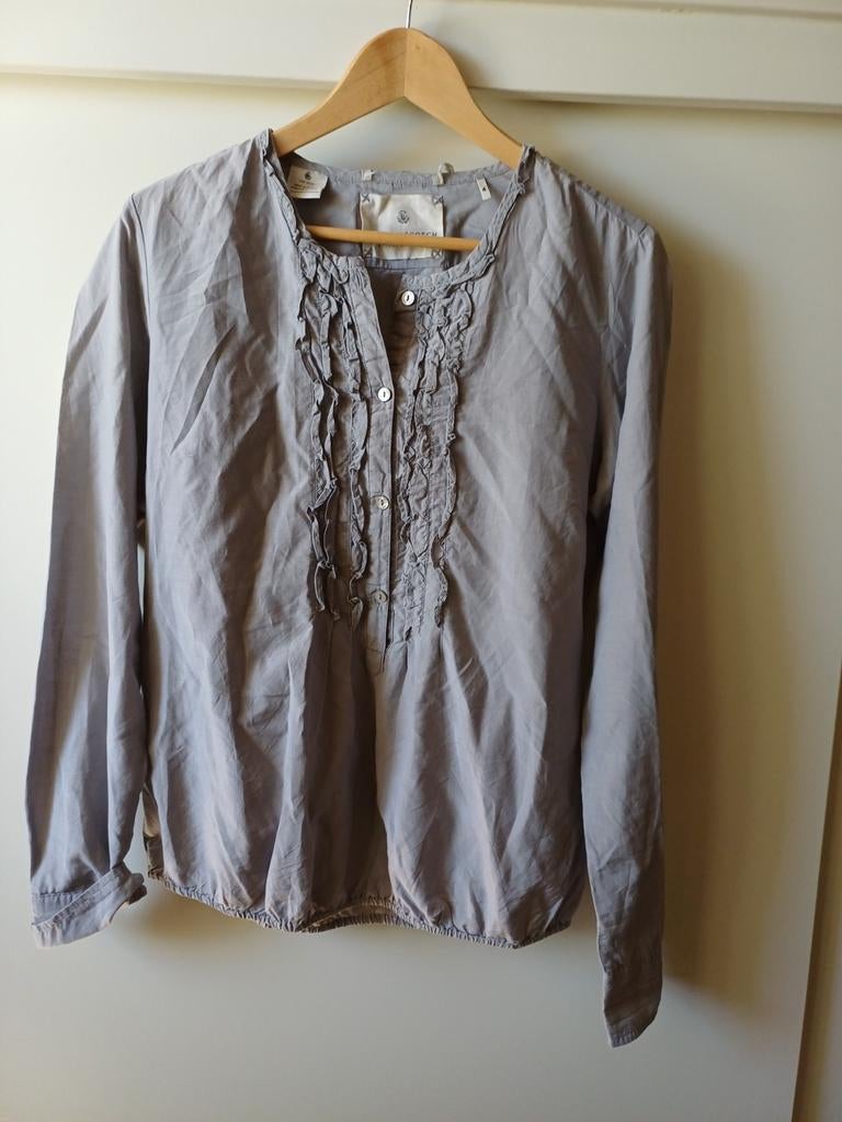 Maison Scotch dunne grijze blouse met ruches - Maat 4, Maat 38/40 (M), Grijs, Gedragen, Maison Scotch