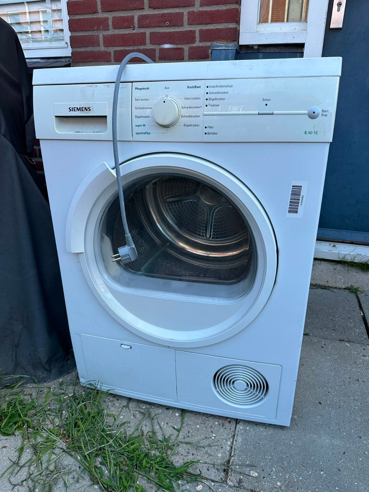 Siemens droger (defect), 6 tot 8 kg, Ophalen, Condens, 85 tot 90 cm