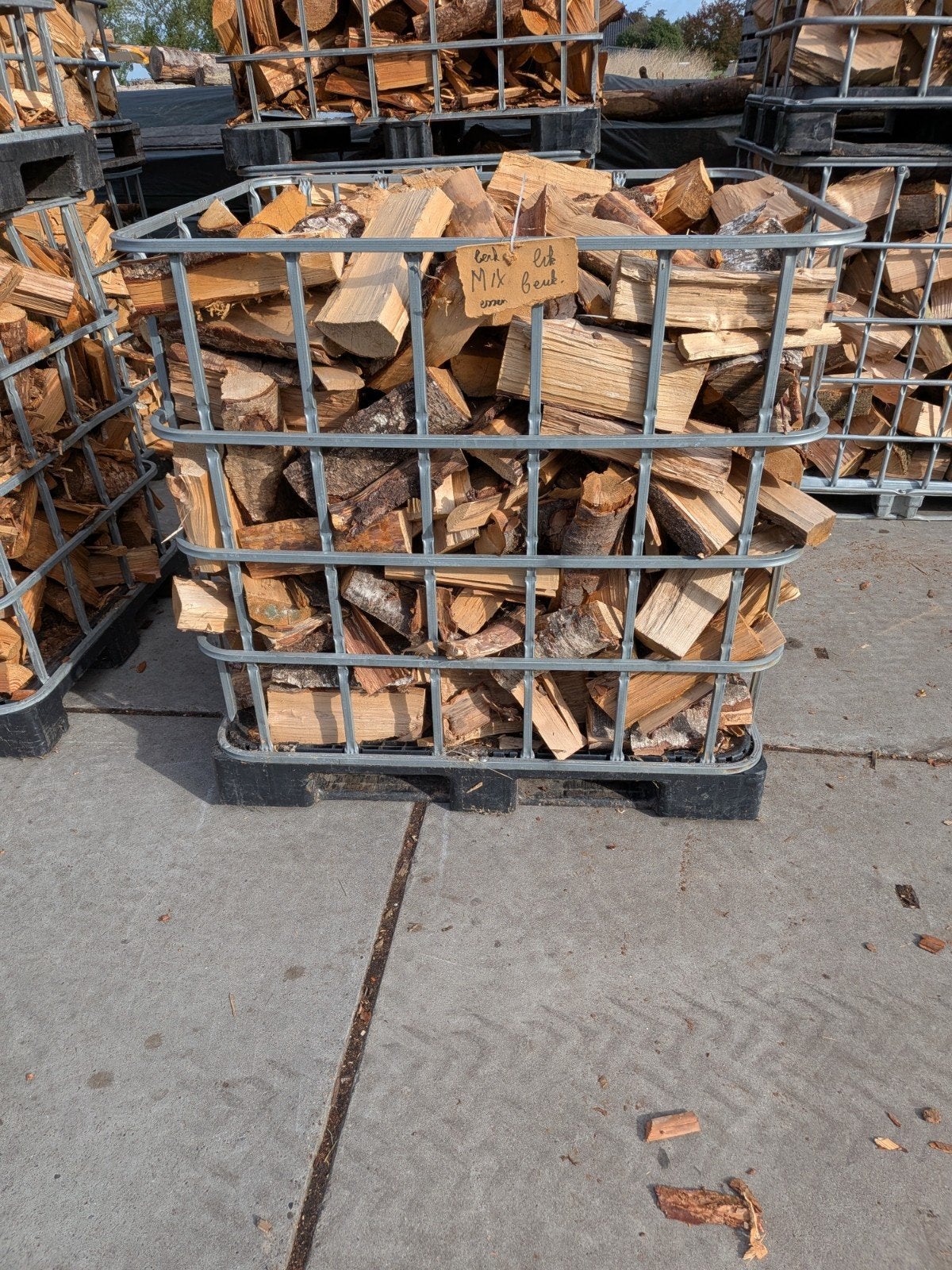 MIX EIK BEUK ESSEN BERK DROOG €120 per kuub, Tuin en Terras, Haardhout, Minder dan 3 m³, Ophalen, Eikenhout, Blokken