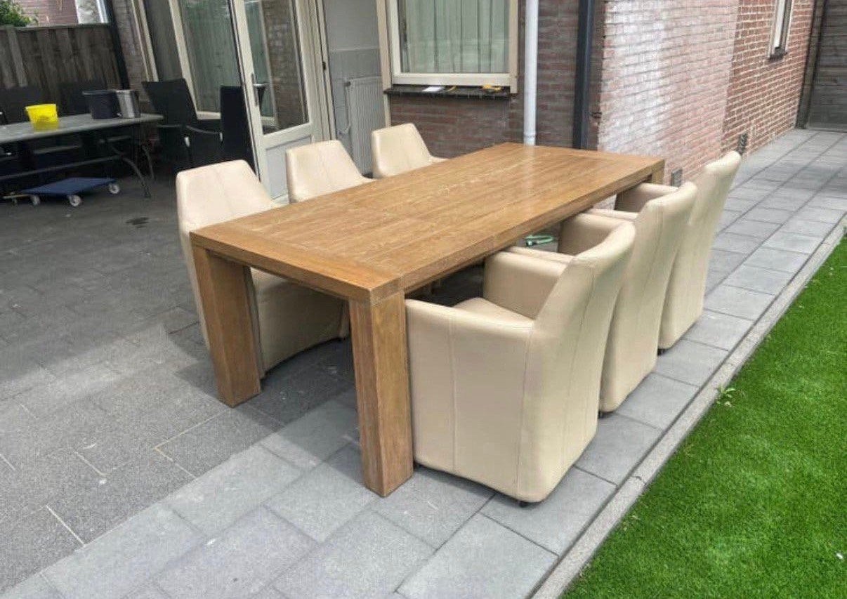 Eethoek van Henders & Hazel met 6 verrijdbare stoelen, Ophalen, 200 cm of meer, 50 tot 100 cm, Zo goed als nieuw