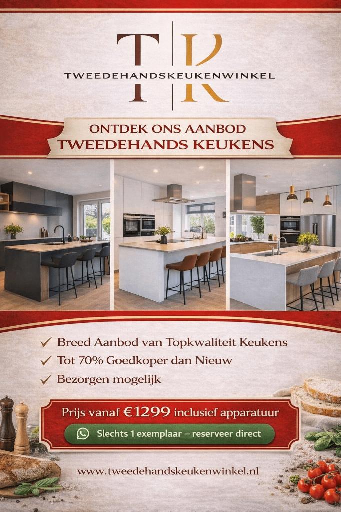 TWEEDEHANDSKEUKENS BIJ WWW.TWEEDEHANDSKEUKENSWINKEL.NL, Ophalen, Wit, Hoekkeuken, Zo goed als nieuw