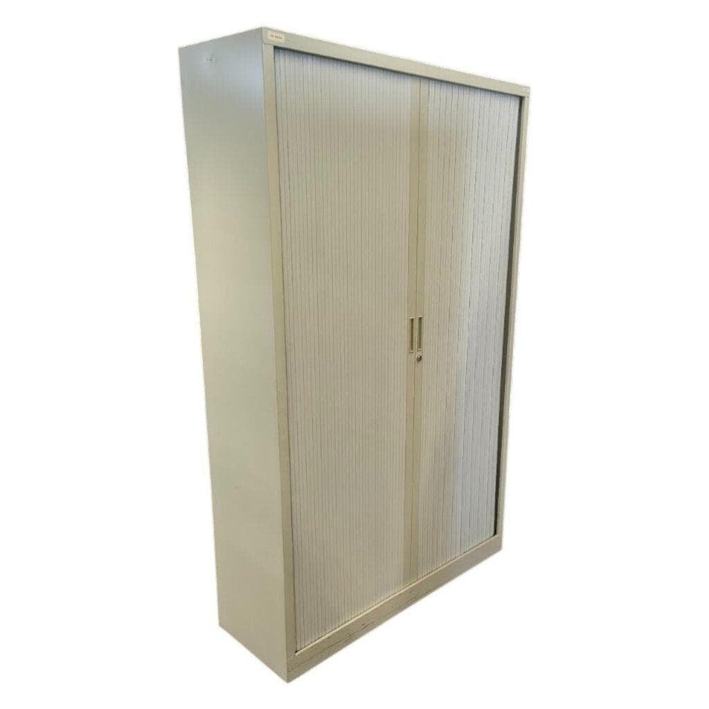 Roldeurkast Lichtgrijs 198 x 120 x 43, Gebruikt, 100 tot 150 cm, Ophalen of Verzenden, Met slot