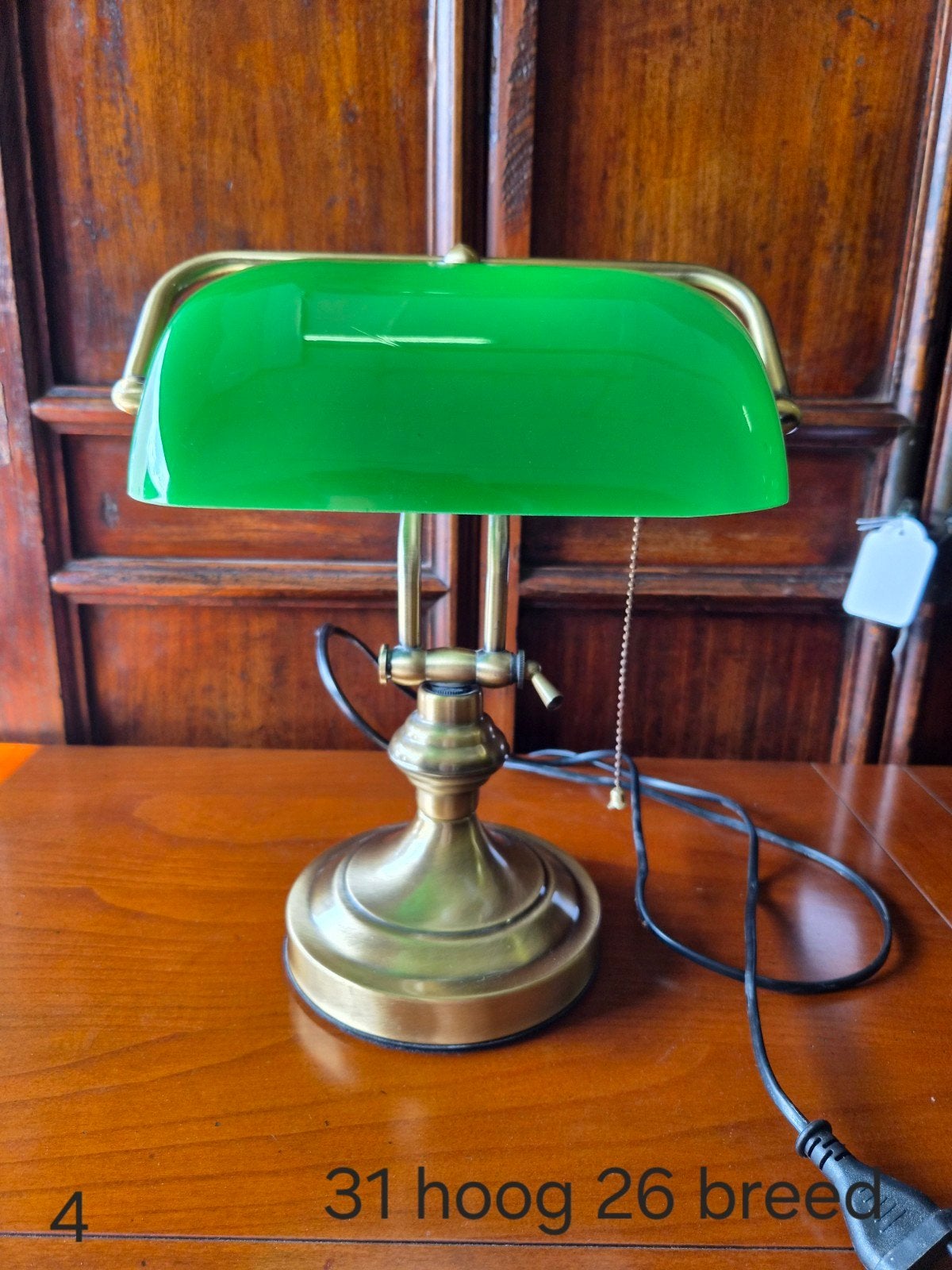 Klassieke Notarislamp / Bankierslamp - Groen Glas, Gebruikt, Overige merken, Groen, Met schakelaar