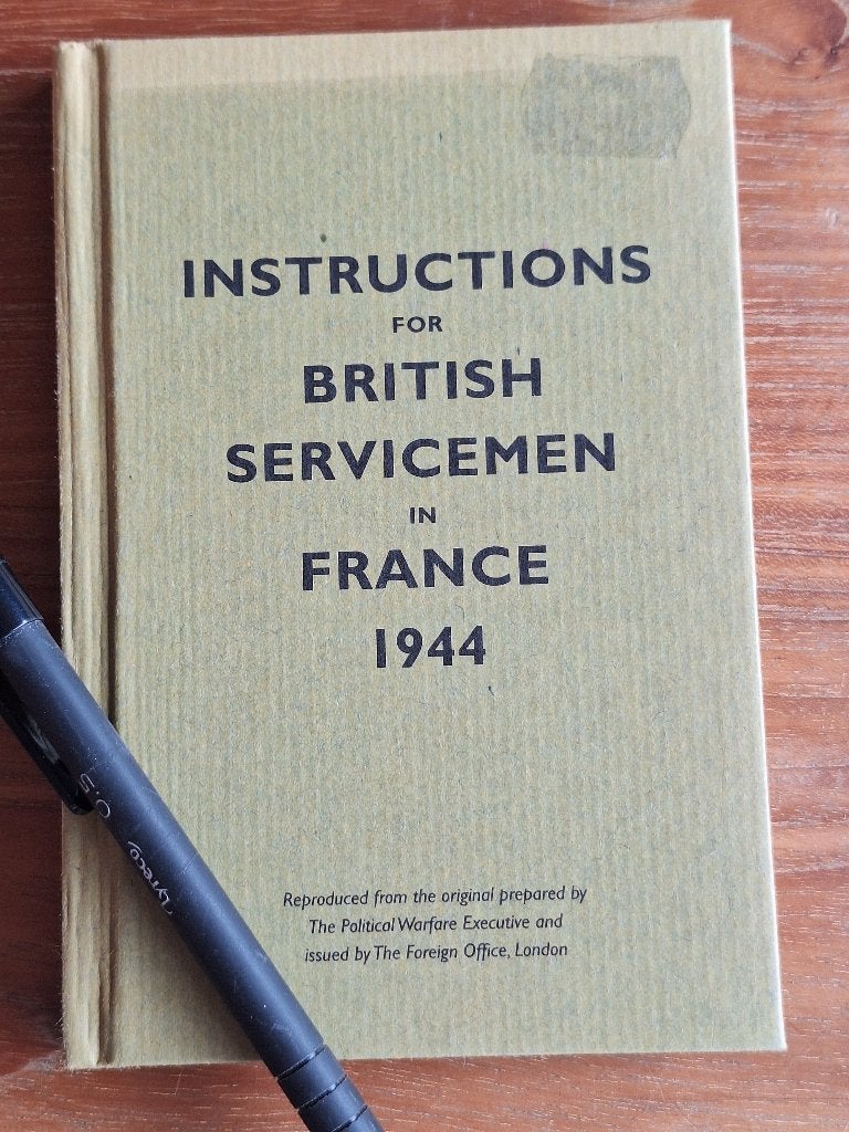 Instructions for British servicemen in France 1944, Ophalen of Verzenden, Tweede Wereldoorlog, Gelezen, Overige onderwerpen