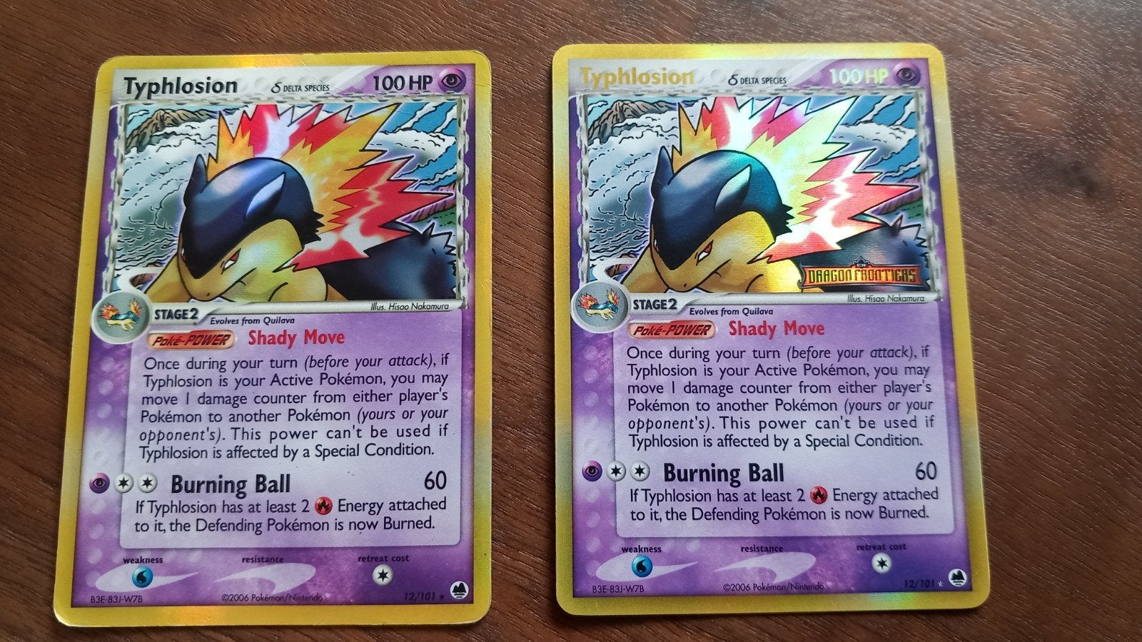Typhlosion Pokémon Kaart - Dragon Frontiers (2x), Ophalen of Verzenden, Gebruikt, Losse kaart
