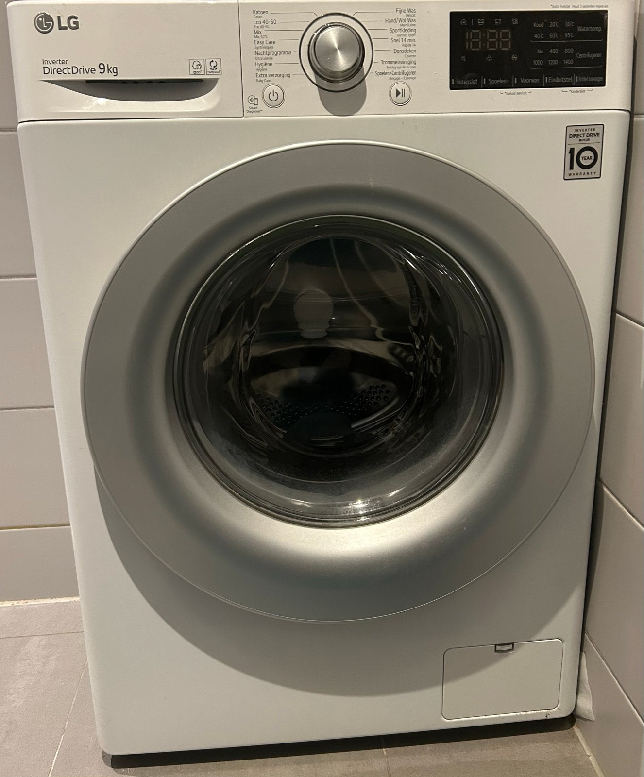 LG Inverter DirectDrive 9kg Wasmachine, 1200 tot 1600 toeren, 8 tot 10 kg, Ophalen of Verzenden, Zo goed als nieuw