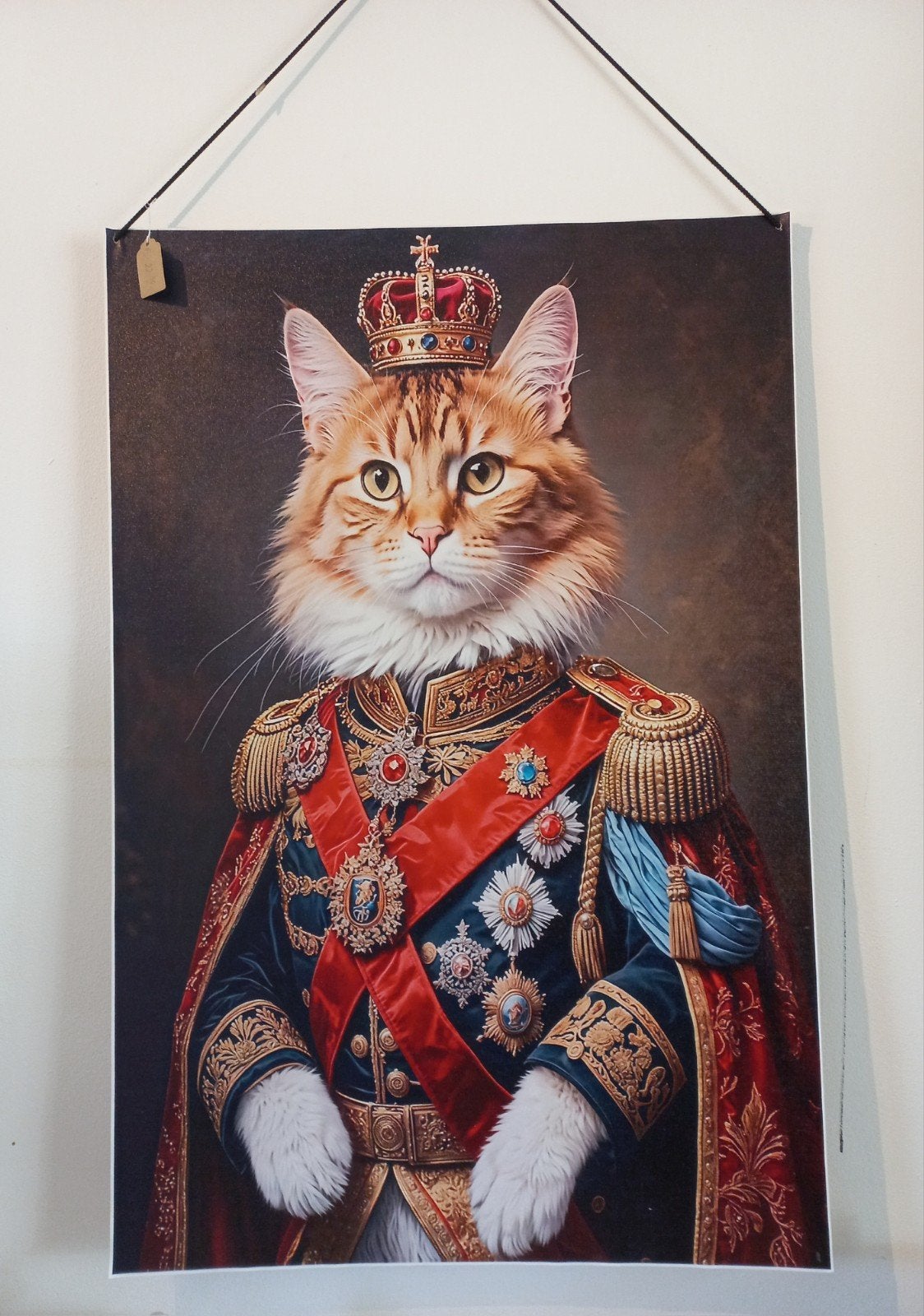 Canvas op hout, koninklijke kat, Ophalen of Verzenden