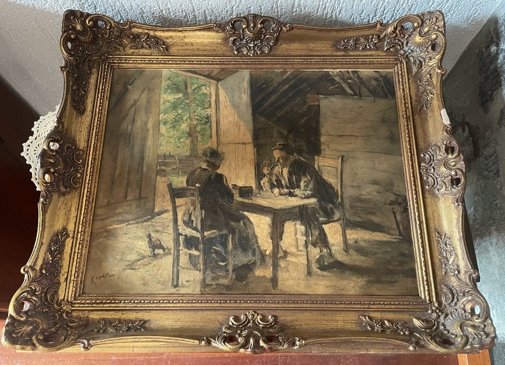 Schilderij Hein Kever Ingelijst - Oliografie, Ophalen of Verzenden, Klassiek, Bijzondere lijst, Portret of Personen