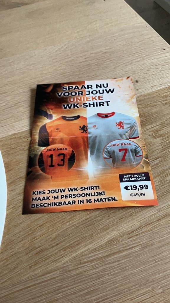 Jumbo WK shirt 2 zegels, Ophalen of Verzenden, Winkel, Super of Benzinepomp, Zegels, Bonnen of Punten
