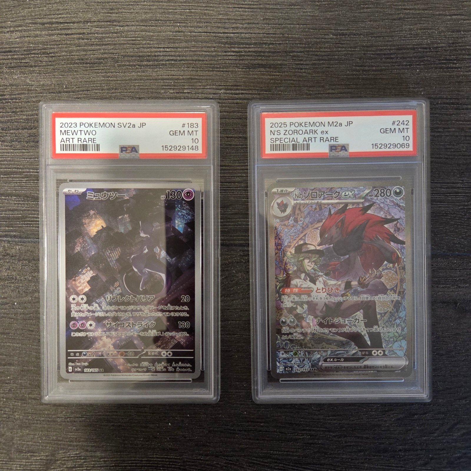 Pokémon Mewtwo & Zoroark EX PSA 10 Gem Mint Japanse Kaarten, Ophalen of Verzenden, Zo goed als nieuw, Losse kaart