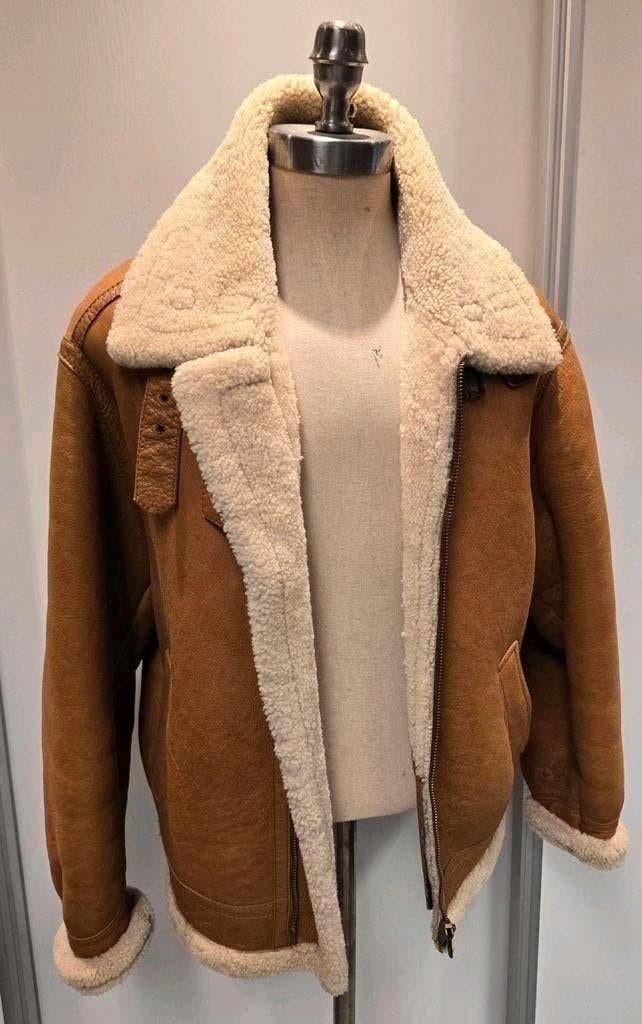 Heren lammy coat pilotenjas - maat M - lamsleer en lamsvacht, Ophalen of Verzenden, Gedragen, Maat 48/50 (M), Bruin