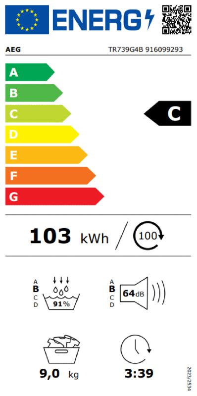 AEG warmtepompdroger TR739GP4B - 7000 serie, AEG, Postbus 1038 5602 BB Eindhoven, Overige typen, 8 tot 10 kg