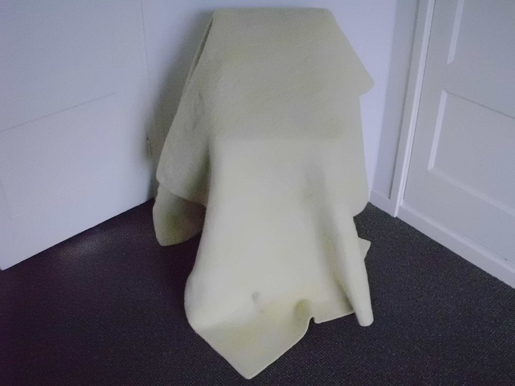 Echt retro vintage wollen Aabe deken pastel geel 1 persoons, Ophalen, Gebruikt, Eenpersoons, Geel