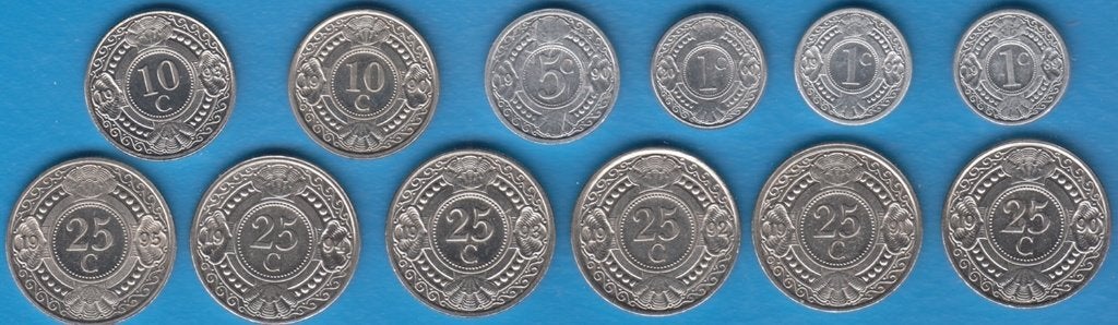 Nederlandse Antillen 12 versch. munten 1 cent t/m 25 cent, Ophalen of Verzenden, Koningin Juliana, Overige waardes, Setje
