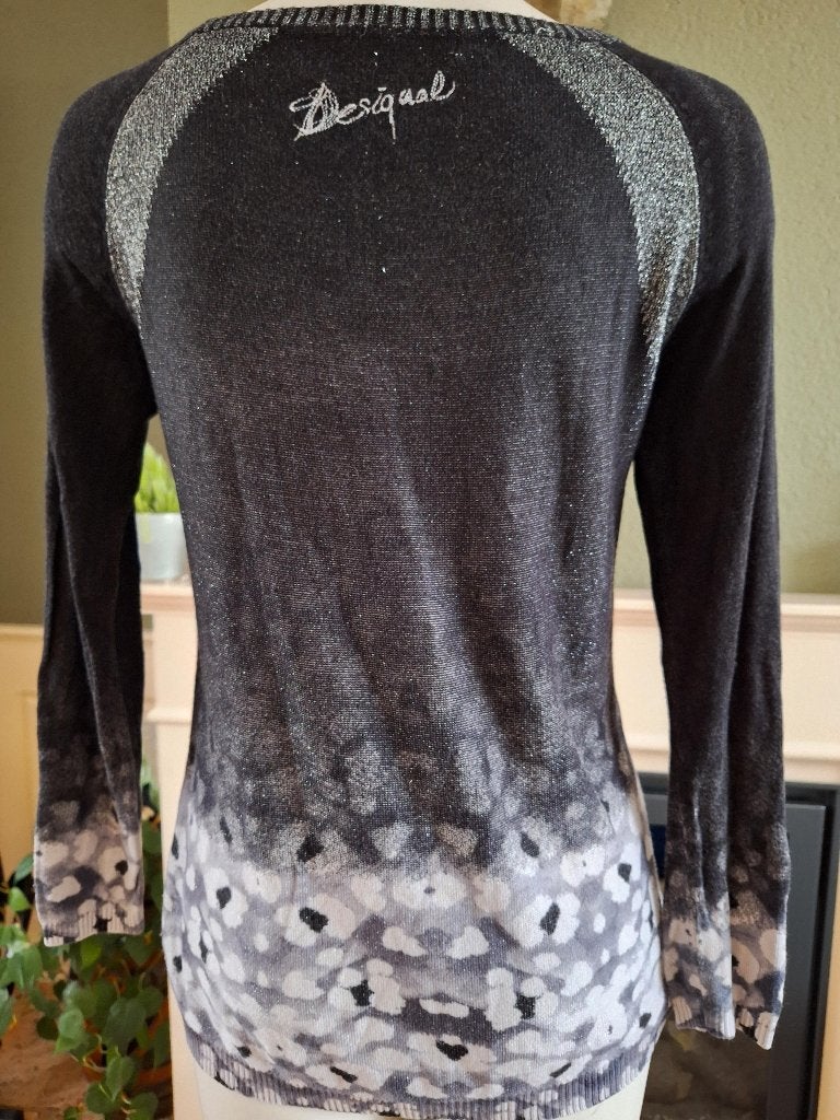 Desigual mooie zwart zilveren trui S 36, Verzenden, Zwart, Zo goed als nieuw, Desigual
