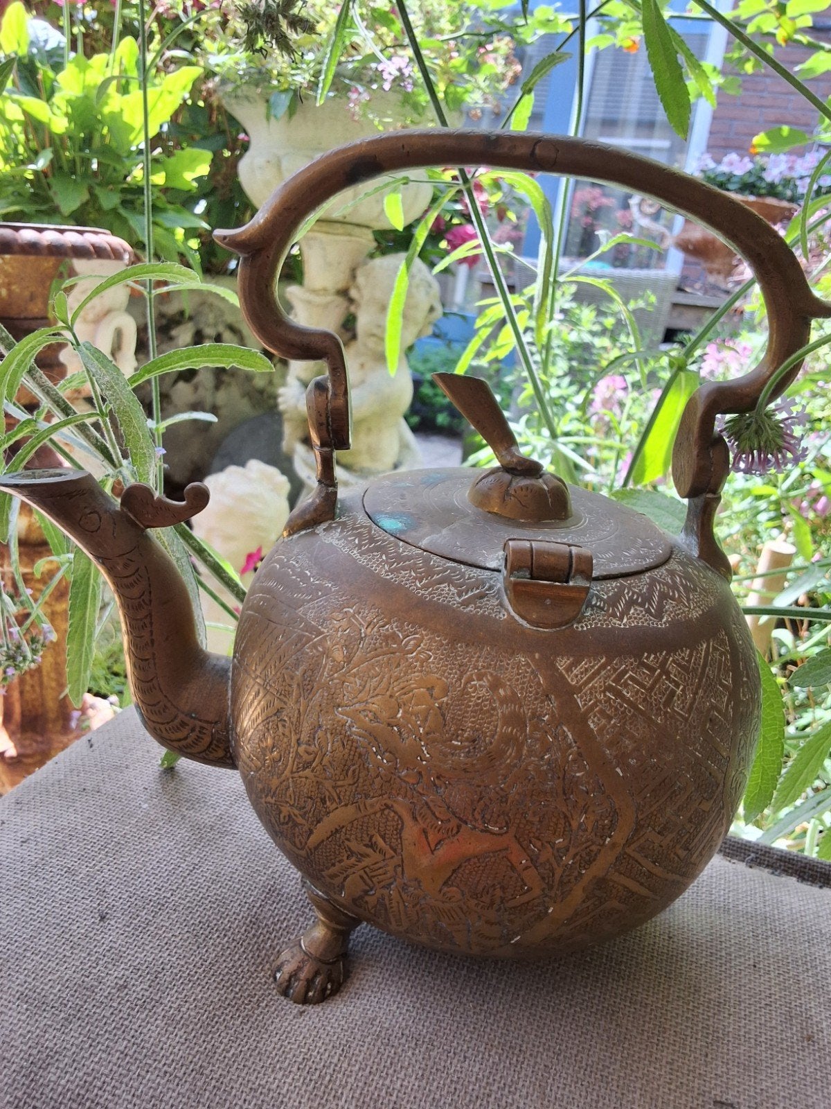 Antieke koperen theepot Java appel ketel ca 1900, Antiek en Kunst, Antiek | Koper en Brons, Ophalen of Verzenden