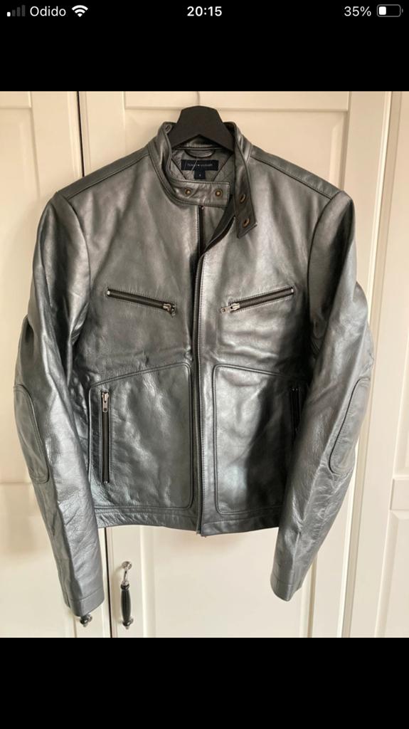 Tommy Hilfiger Leren Metallic Jas - Maat M, Nieuwstaat, Ophalen of Verzenden, Nieuw, Maat 48/50 (M), Overige kleuren