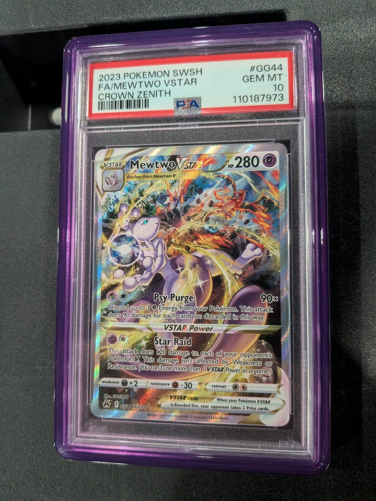 Mewtwo VSTAR Crown Zenith PSA 10 GEM MT Pokémon Kaart, Ophalen of Verzenden, Nieuw, Losse kaart