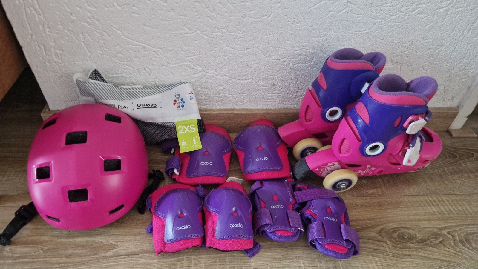 Oxelo rolschaatsen, helm en beschermers, Ophalen, Gebruikt, Overige typen