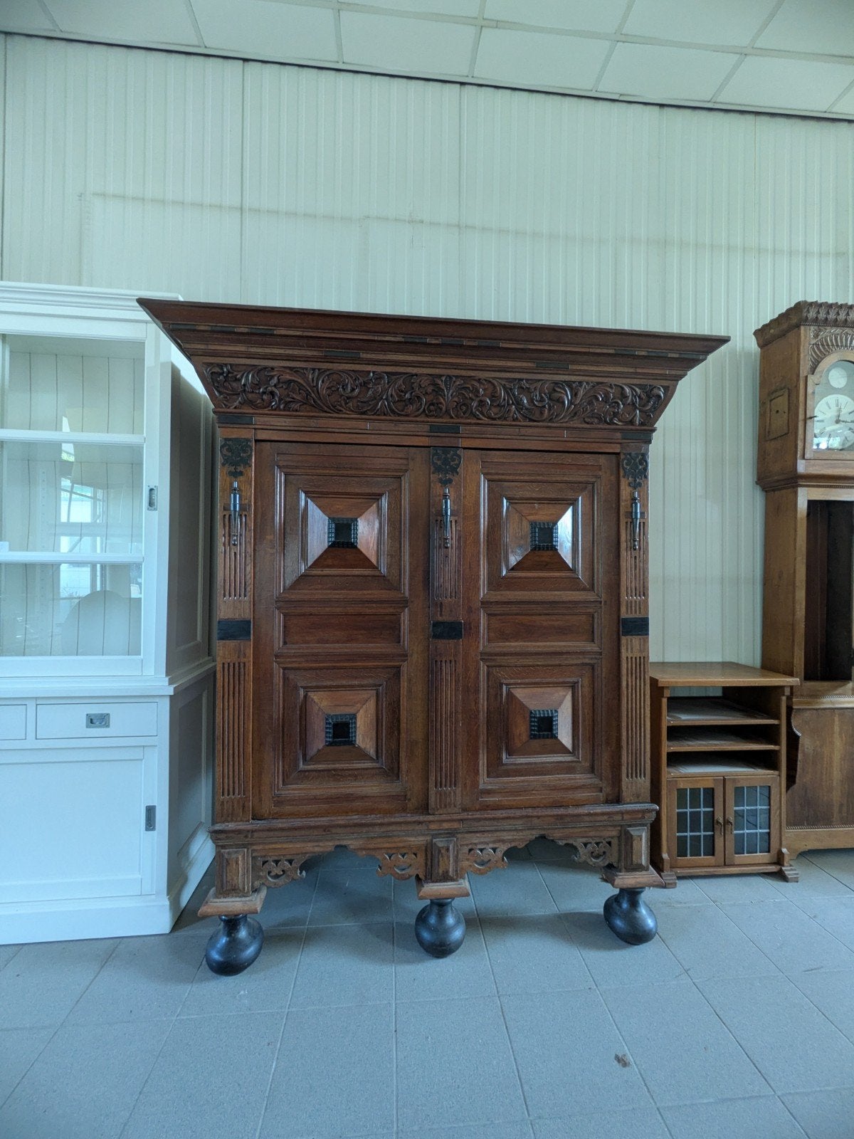 Antieke Massief Eiken Kast | Renaissance / Herenkast | 200cm, Ophalen of Verzenden
