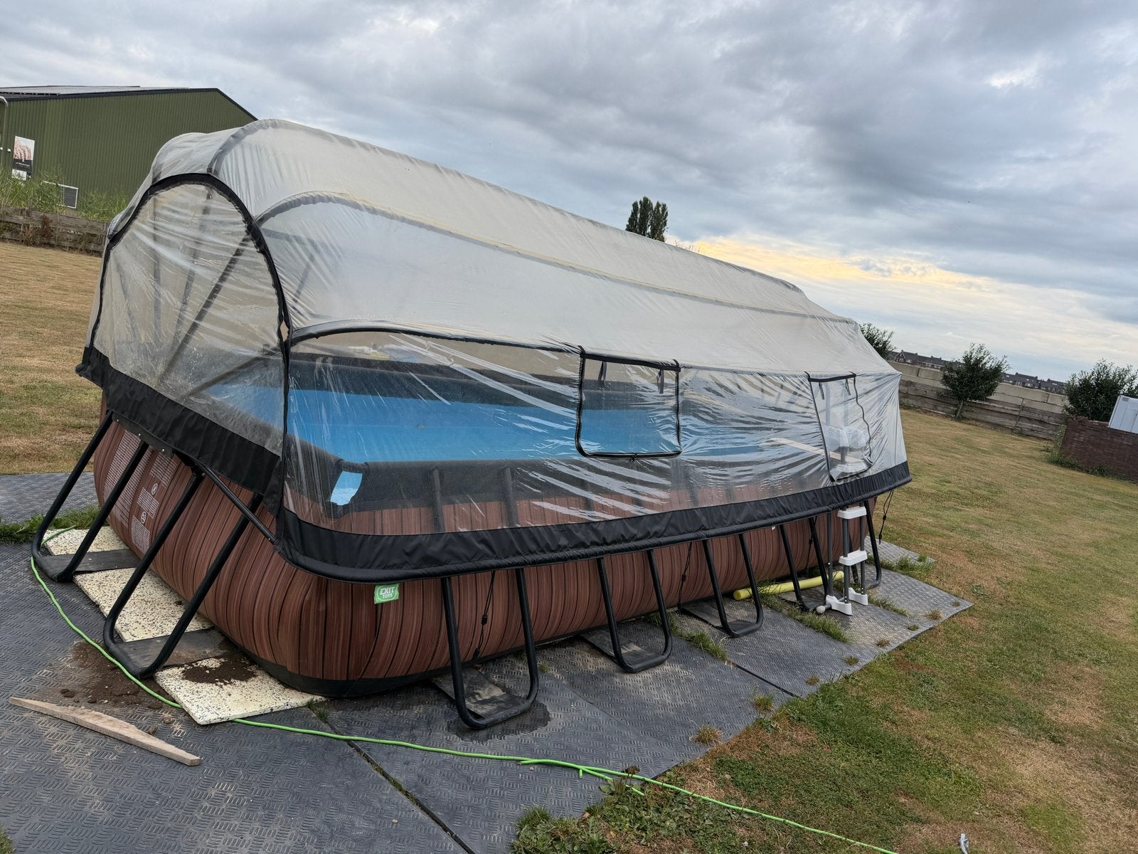 Opzetzwembad met overkapping en toebehoren, Ophalen, Gebruikt, 200 tot 300 cm, 80 tot 120 cm