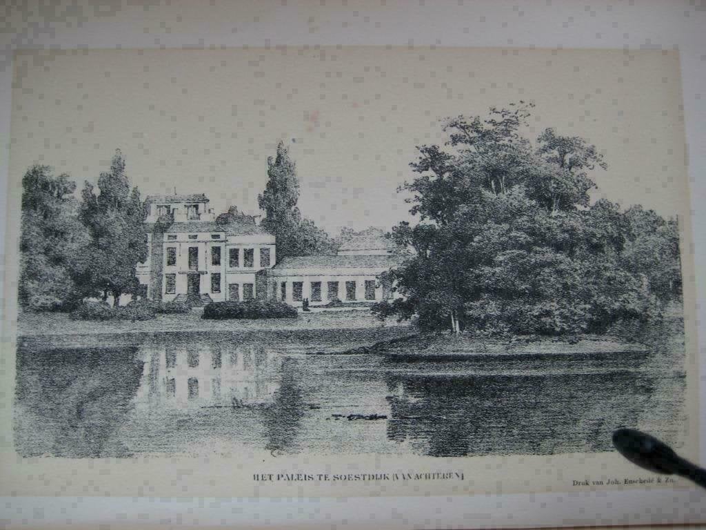 093 / Soestdijk het Paleis Litho 1876, Antiek en Kunst, Ophalen of Verzenden
