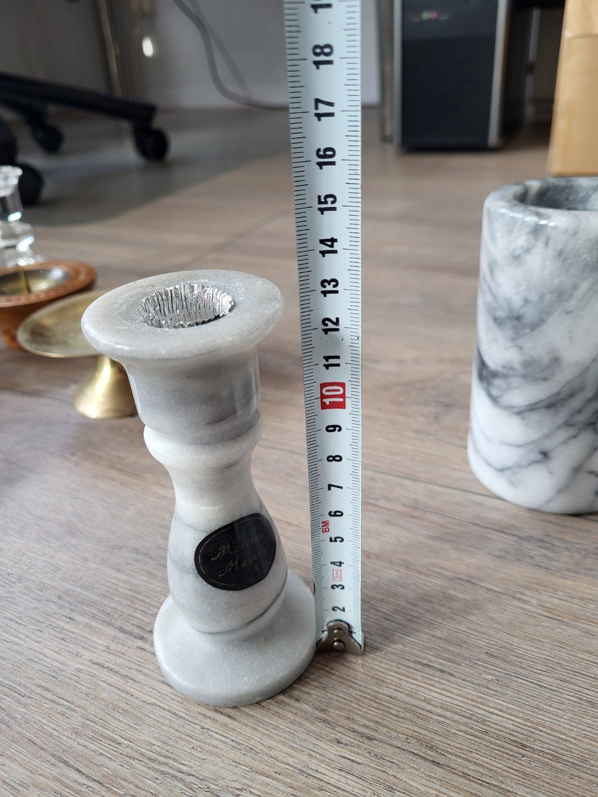 Marmeren kandelaar, Huis en Inrichting, Woonaccessoires | Kandelaars en Kaarsen, Ophalen of Verzenden, Kaars