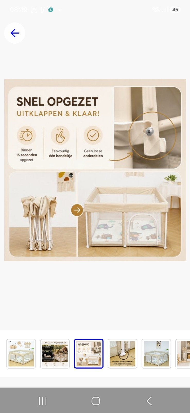 Vouwbare Box Baby Speelbox 125x125 cm met Speelmat, Ophalen of Verzenden, Zo goed als nieuw