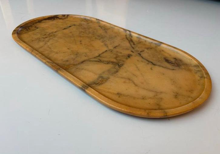 Marmeren tray - Ovale decoratieve schaal, Schaal, Ophalen of Verzenden, Zo goed als nieuw, Ovaal