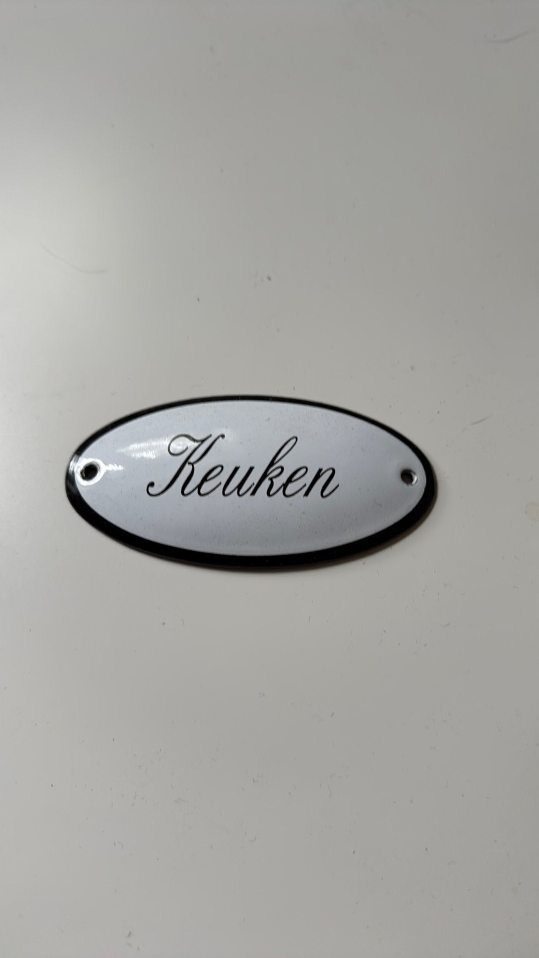 Emaille deurbordje keuken zwart wit, Ophalen of Verzenden, Zo goed als nieuw