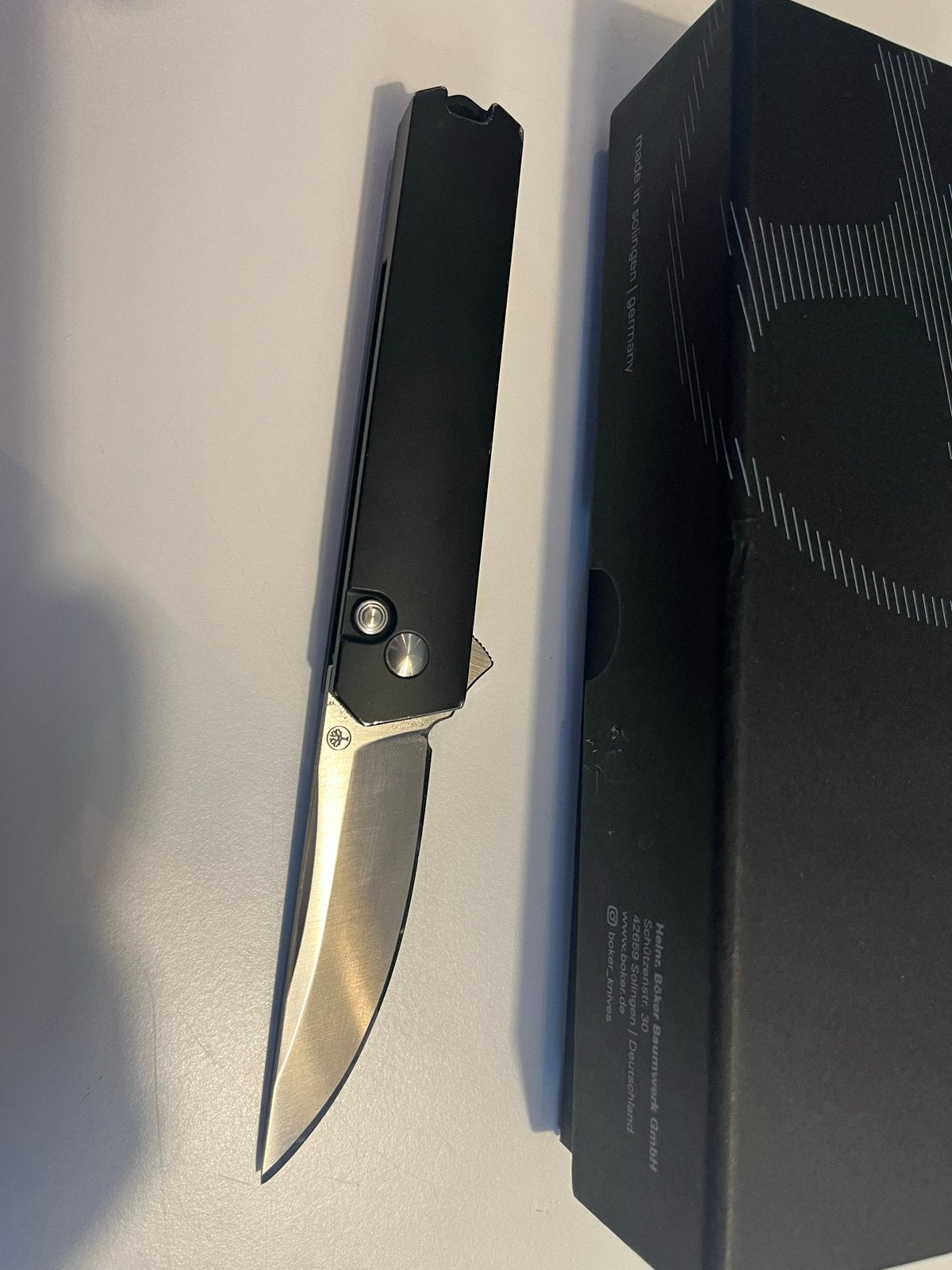 Böker Kwaiken Compact Button Lock Zakmes Zwart, Ophalen of Verzenden, Gebruikt