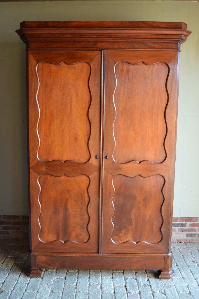 Prachtige antieke mahonie biedermeier kledingkast, halkast., Verzenden