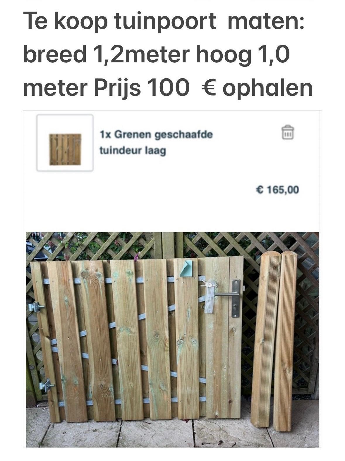 Tuinpoort, Ophalen, 1 tot 2 meter, Minder dan 3 meter, Zo goed als nieuw