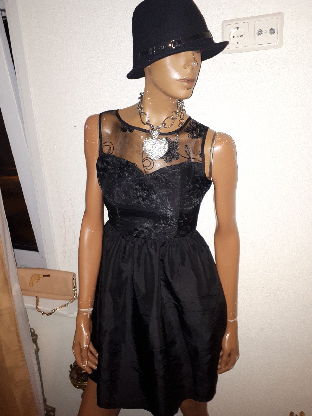 Boohoo Zwart Jurkje met Kant en Transparante Details maat 36, Nieuw, Ophalen of Verzenden, Maat 36 (S), Boven de knie