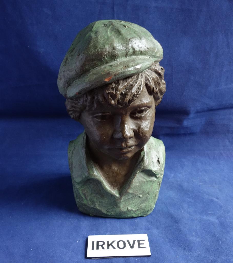 JONGENS KOPJE * Fraai Plastiek Beeldje *, Antiek en Kunst, Kunst | Beelden en Houtsnijwerken, 20 - 50 cm, Steen of Keramiek, Beeld