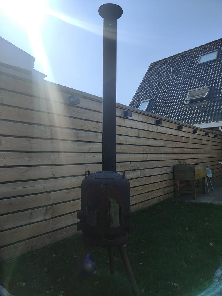 Robuuste buitenkachel met lange pijp, Tuin en Terras, Tuinhaarden, Ophalen, Gebruikt