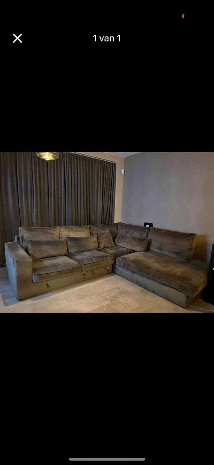 Hoekbank velvet stof eric kuster, Huis en Inrichting, Ophalen, Gebruikt, 100 tot 125 cm, Hoekbank