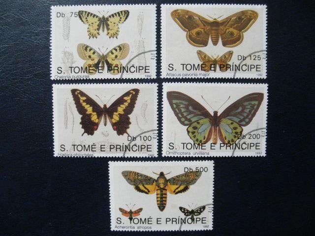 Postzeg. vlinders S. Tome E Principe 1992 - cat.w € 9,50., Ophalen of Verzenden, Gestempeld, Dier of Natuur