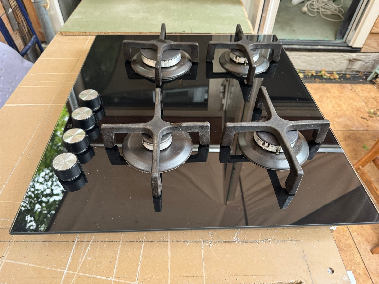 IKEA HBG L00 B Gas-op-glas Inbouw 60cm Incl. gasslang, Ophalen, 4 kookzones, Zo goed als nieuw, Inbouw