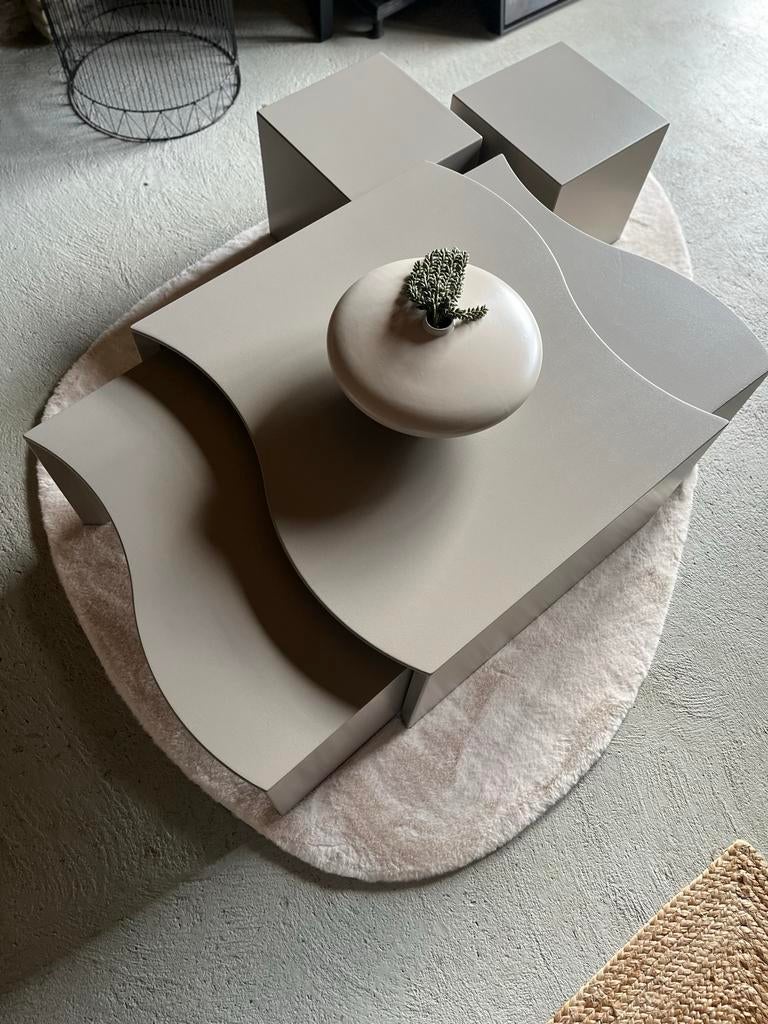 Set van Salontafel met bijzettafels - Warm Latte., Huis en Inrichting, Tafels | Salontafels, Ophalen, Overige materialen, 50 tot 100 cm