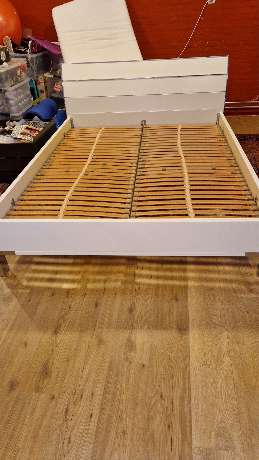 Tweepersoonsbed wit incl lattenbodems, Huis en Inrichting, Slaapkamer | Bedden, Ophalen, Wit, Tweepersoons, 160 cm