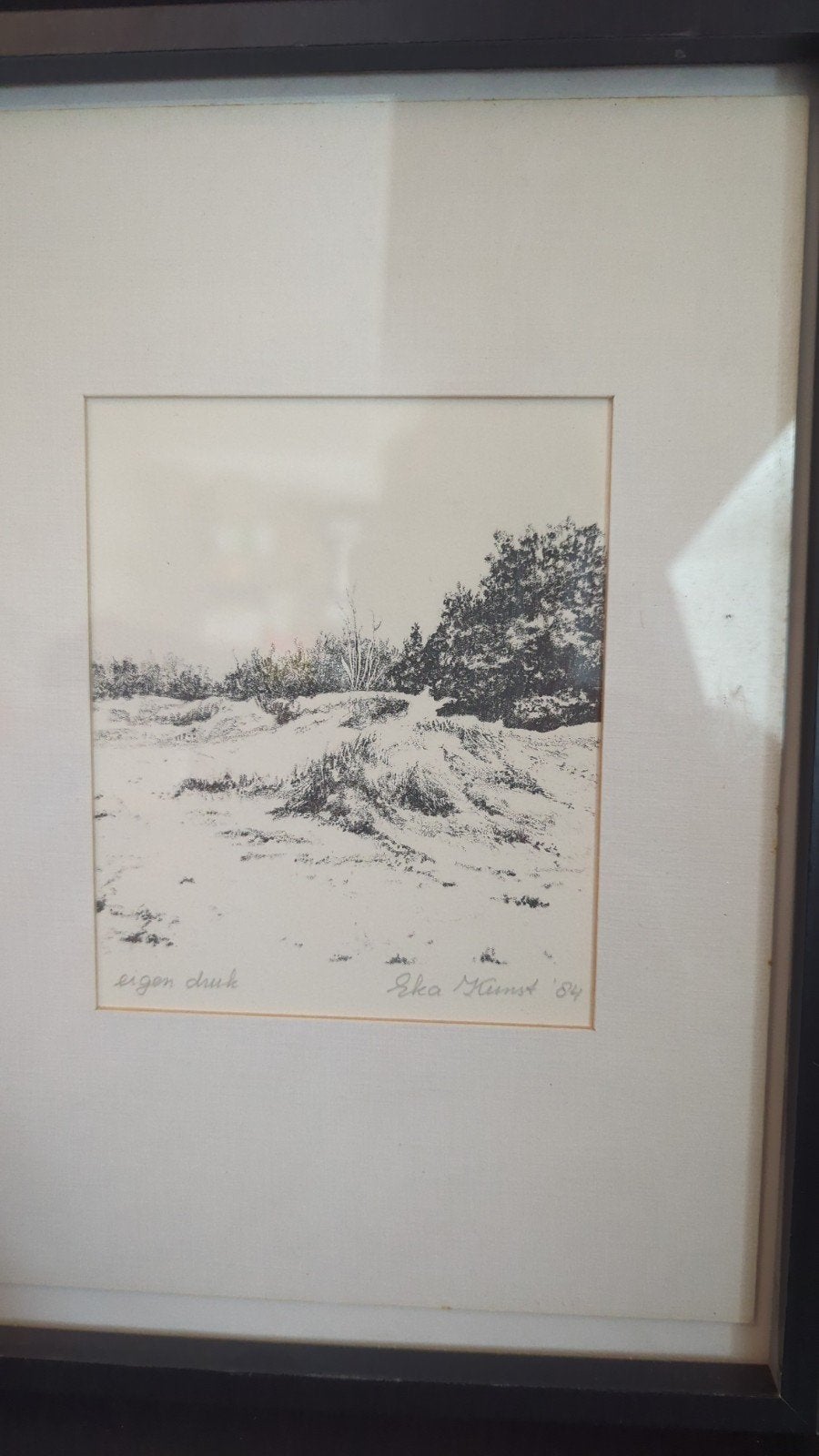 Ets eigen druk door Eka Kunst ,1984, Gesigneerd, Ophalen of Verzenden, 12 cm, 15 cm
