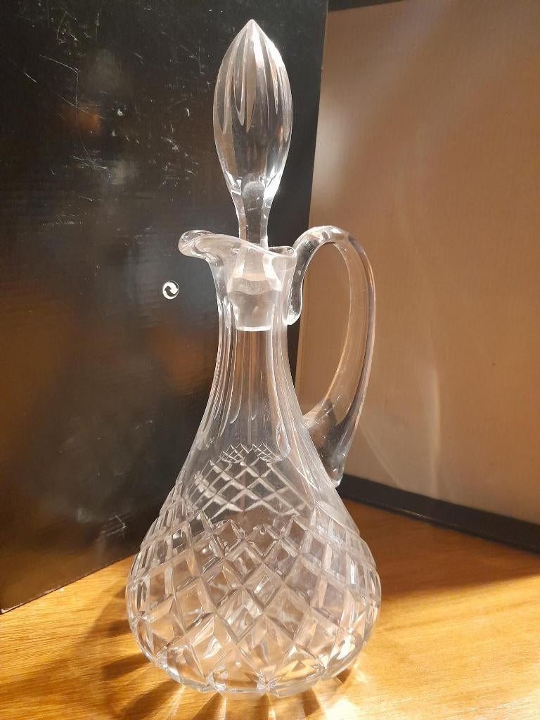 Karaf kristal/glas met dop en ruitmotief, Ophalen of Verzenden