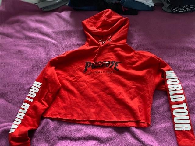 rode hoody mt xs Justin Bieber purpose the world tour, Ophalen of Verzenden, Gedragen, Maat 34 (XS) of kleiner, Rood