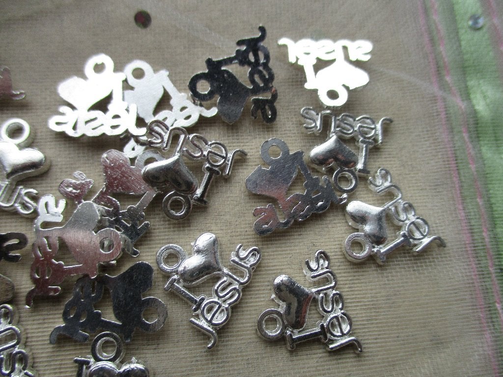 partij verzilverde metalen jesus bedels, Ophalen of Verzenden, Nieuw, Bedel