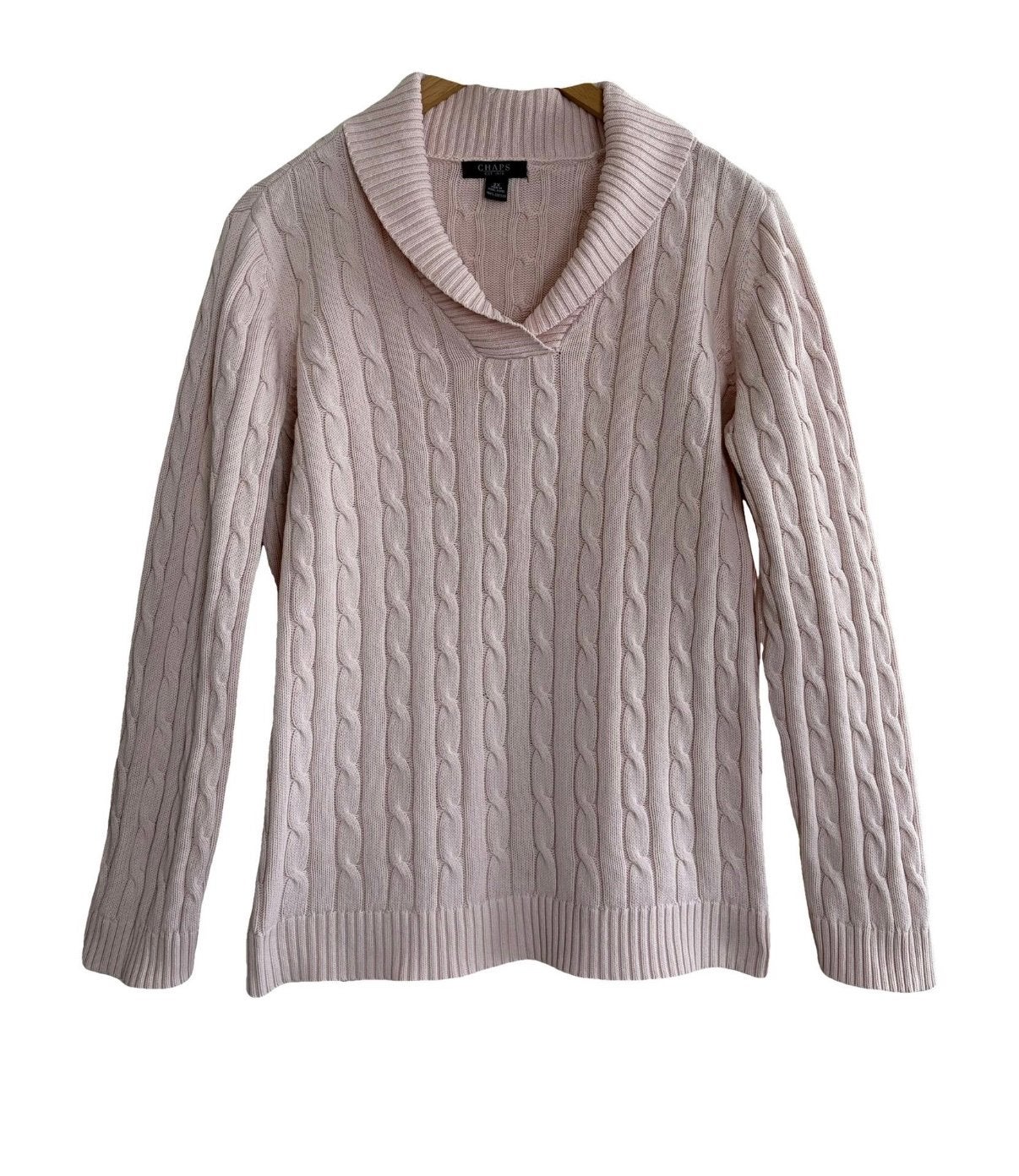 Chaps Ralph Lauren, roze katoenen kabeltrui, maat XXL /44, Kleding | Dames, Maat 42/44 (L), Ophalen of Verzenden, Zo goed als nieuw