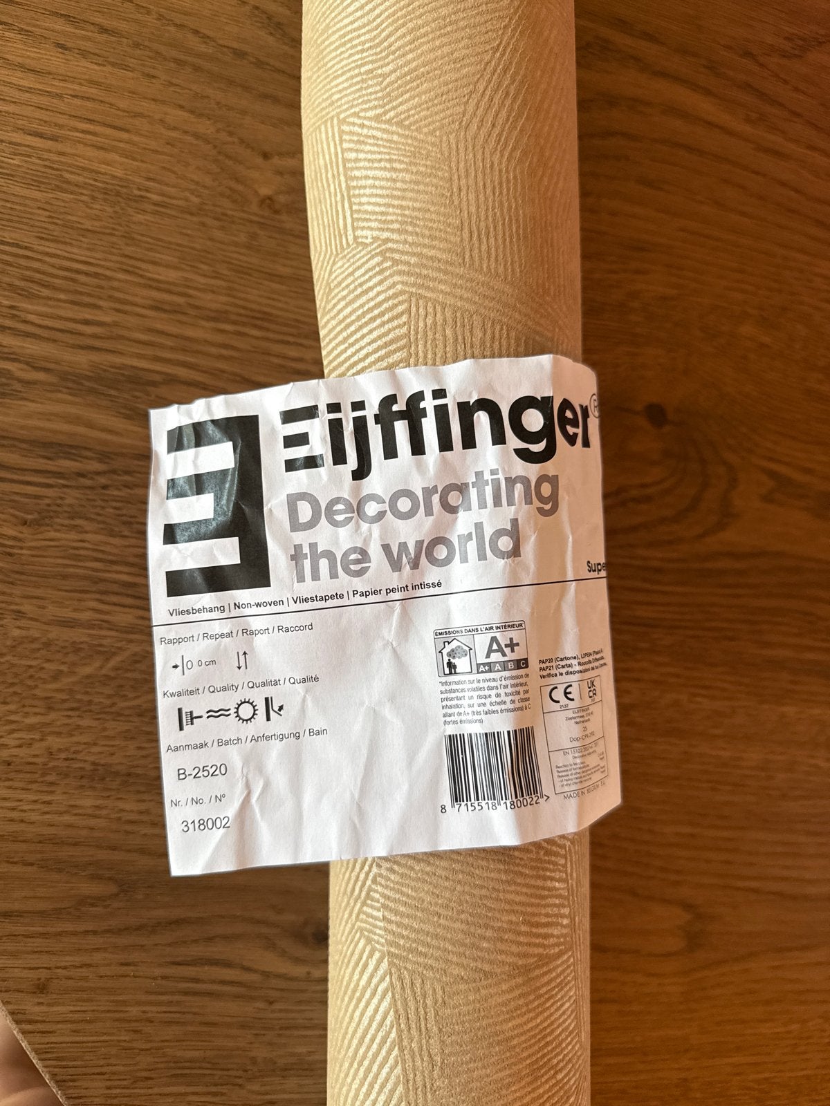 2 banen Eijffinger vliesbehang nummer 318002, Overige merken, Beige, Geometrisch, Modern