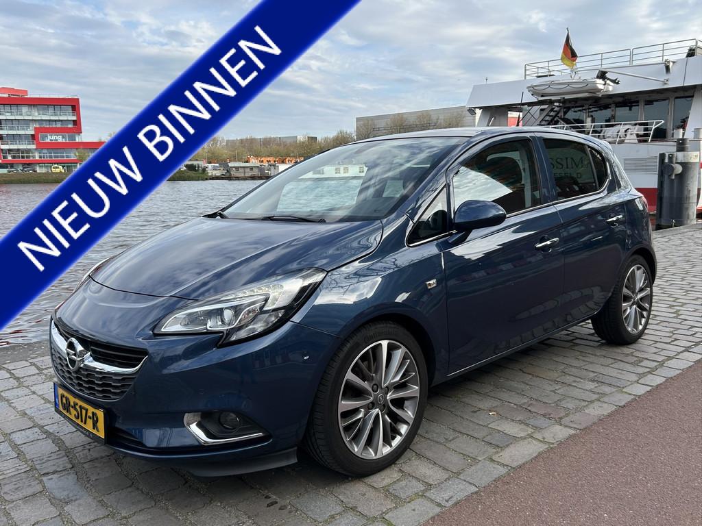 Opel Corsa 1.0 Turbo Cosmo panodak navi/camera airco/ecc, Auto's, Voorwielaandrijving, Gebruikt, Blauw, Leder en Stof